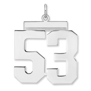 Sterling Silver, Athletic Collection, XL Polished Number 53 Pendant